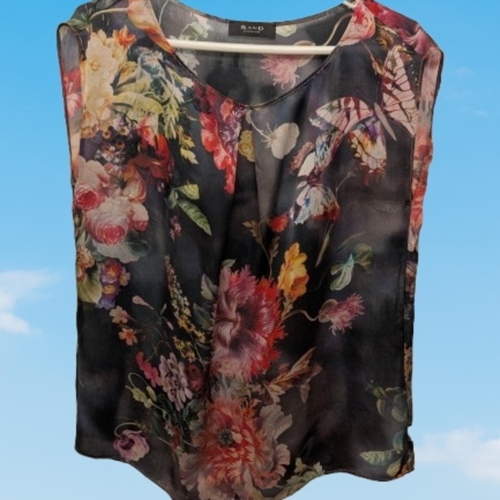 AND Black Sheer Floral & Butterfly Sleeveless Top